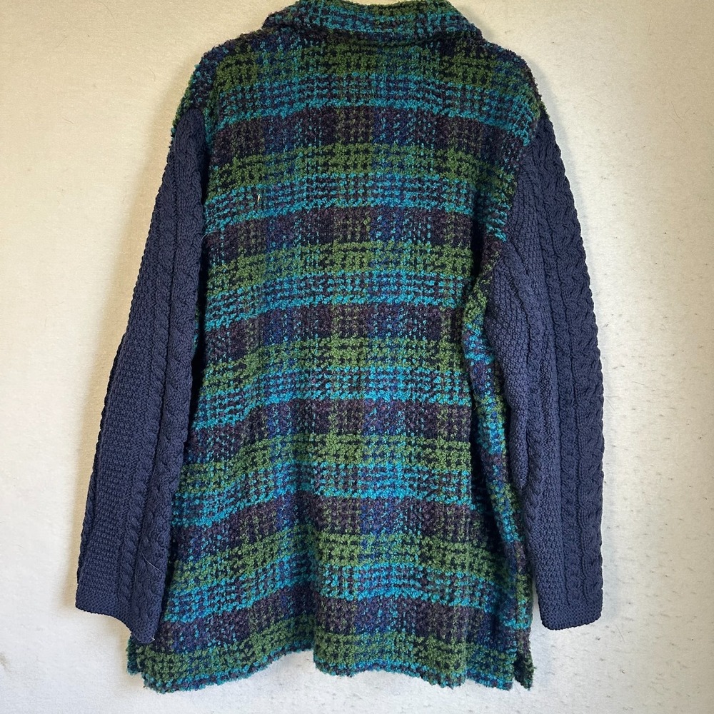Vtg BOYNE VALLEY WEAVERS Jacket‎ Ireland Handmade Women XXL Wool blue Knit Zip - Picture 5 of 5